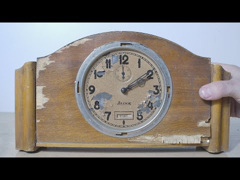 RESTORATION of antique wooden CLOCK, 1952. Restoration of a MANTEL clock.