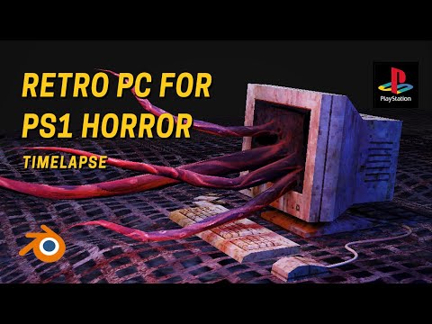 Retro PC for PS1 Style Horror (Blender Timelapse)