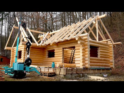 Building an Off-Grid Log Cabin in the Wilderness | Full Process with Heavy Machinery