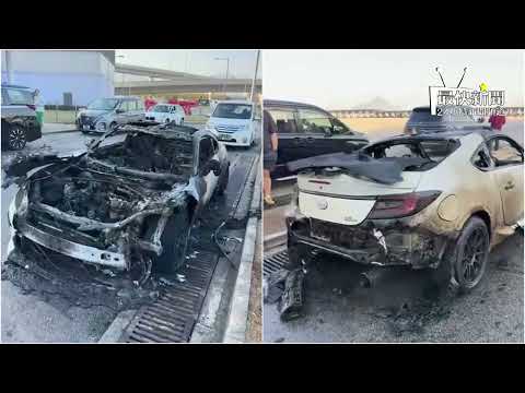 【有片】港珠澳大橋跑車突變火海！Toyota GR86車身燒穿頂成廢鐵！司機及時逃生無傷！疑電氣短路引火災！#最快新聞