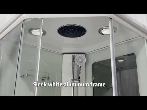 Pentagonal Shower Cabin With Aluminum Frame White Finish