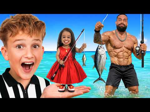 The World's Shortest Woman vs. the Tallest Bodybuilder Fishing Challenge!