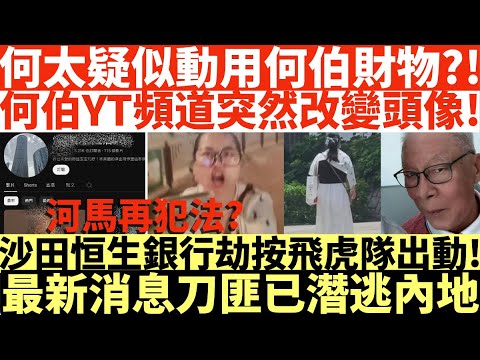 何太疑似動用何伯財物?|何伯YT頻道突然改變頭像!|沙田恒生銀行劫按飛虎隊出動!|最新消息刀匪已潛逃內地|河馬再犯法?|何伯何太被捕|偕何太在港鐵兆康站內與人爭執|井仔點睇 #何伯何太被捕 #何太被捕