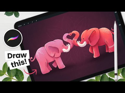 How To Draw Love Elephants Using Symmetry • Procreate Tutorial