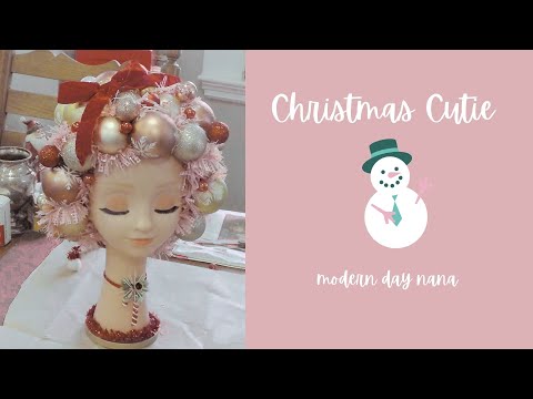 Thrifted Mannequin Head Christmas Makeover | DIY Tinsel Hair & Ornament Craft