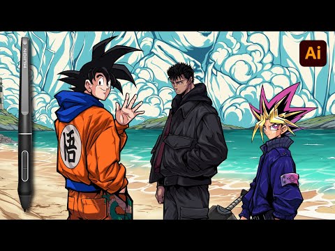 Tribute to the Legends of Anime: A Digital illustration on Adobe Illustrator