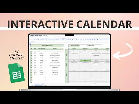 How to create an Interactive Calendar in Google Sheets | Content, Tasks, Meetings, Personal Planner