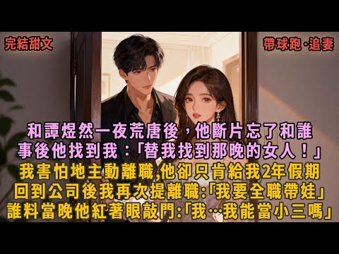 和譚煜然一夜荒唐後，他斷片忘了和誰，事後他找到我：｢替我找到那晚的女人！｣我害怕地主動離職,他卻只肯給我2年假期，回到公司後我再次提離職:｢我要全職帶娃｣，誰料當晚他紅著眼敲門:｢我…我能當小三嗎｣