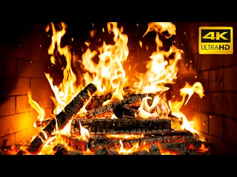 🔥 Cozy Wood-Burning Fireplace (24/7) with Crackling Sounds and Burning Logs for Christmas Ambience