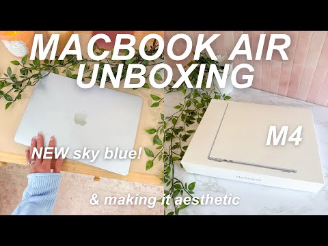 SKY BLUE MacBook Air Unboxing! 🩵 M4 MacBook Air customization, setup, + key features!