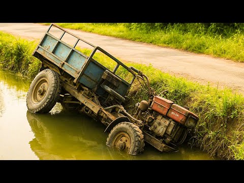 Epic Restoration Bringing: a Sunken Three-Wheel Diesel Farm Truck Back from Disaster