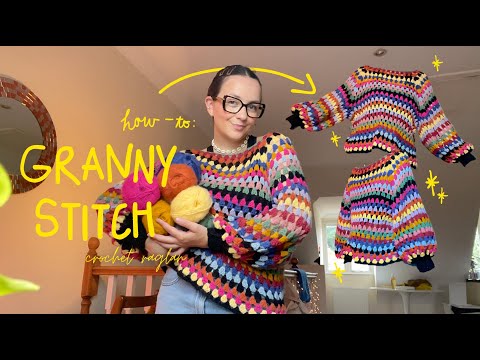 crochet granny stitch raglan jumper | step-by-step tutorial 🌈
