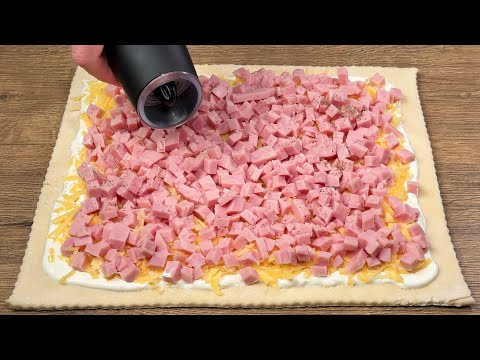 Hast du Blätterteig und Schinken? Ein sehr einfaches und leckeres Rezept in nur 7 Minuten!