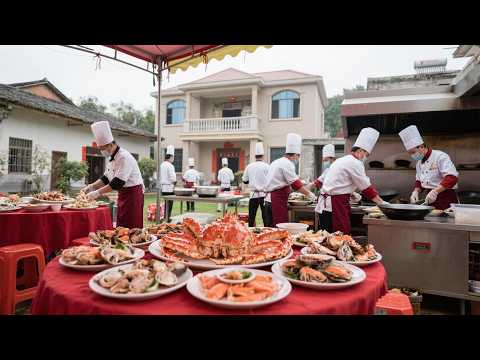 随200来福州农村参加传统婚礼，5000元一桌，帝王蟹、海参、琵琶虾应有尽有！【我是忐忑妞】