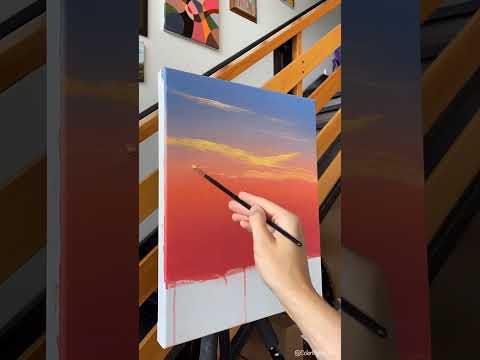 Sunset Setting Acrylic Painting #acrylicpainting #arttutorial #paintinglesson