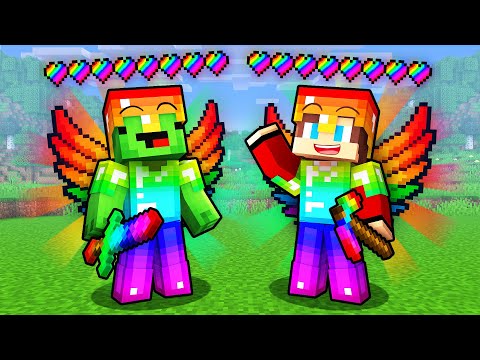 Minecraft, But Everything is RAINBOW! JJ and Mikey - Minecraft Maizen