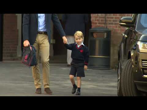 Shy Prince George starts first day of school