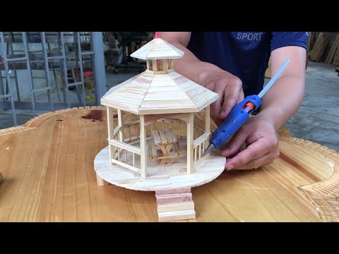 DIY Handicrafts - How To Make A Miniature Gazebo from Ice Cream Sticks