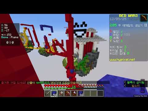 오랜만에 하픽 배워 이겼다!!(하이픽셀 배드워즈)