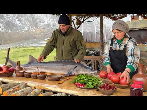 Cooking The Best Beluga Fish Recipe in a Village!