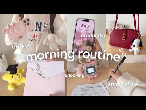 5AM productive morning routine🌷🫧 GRWM, what’s in my bag, cozy morning, school days in my life