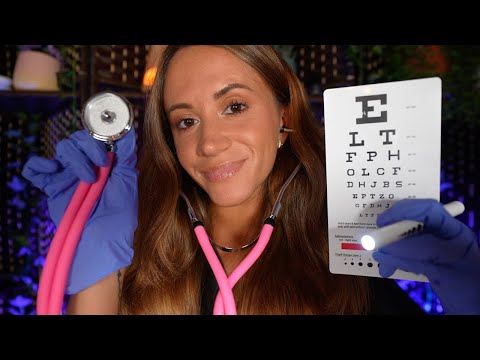 ASMR Medical Checkup During Thunderstorm (physical, eye exam, scalp check)
