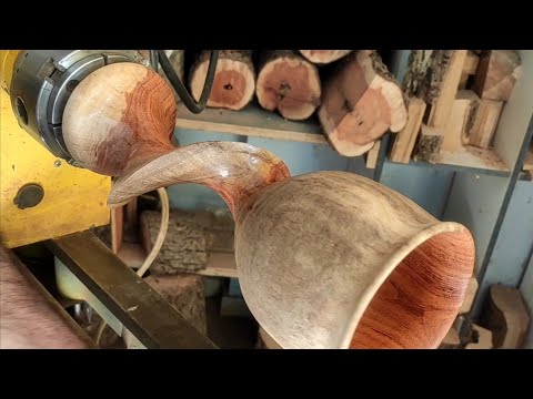 woodturning a carob wood twist stemmed goblet