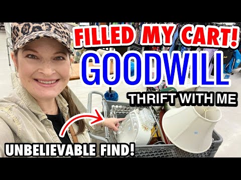 A full cart! Home decor THRIFT SHOPPING AT GOODWILL * Let’s thrift & I’ll share my HUGE haul!