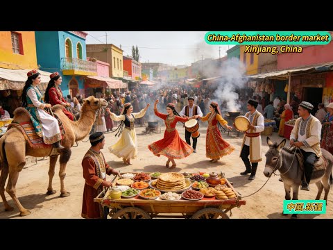 China-Afghanistan border market,take a horse-drawn carriage to sample Uyghur cuisine