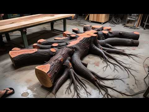 Root to Riches// Incredible Transformation: Turn Worthless Tree Stump into a Table of Thousand Dolas