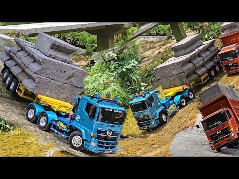AKSI KE 91 ‼️ Pengiriman Terberat Rc Truk Trailer VS Tronton Angkut Pasir Batako guling Dam Rompal 