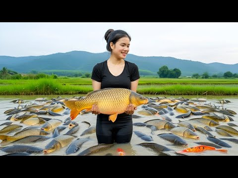 Catching giant fish in abandoned ponds and harvesting sugarcane to sell at the market