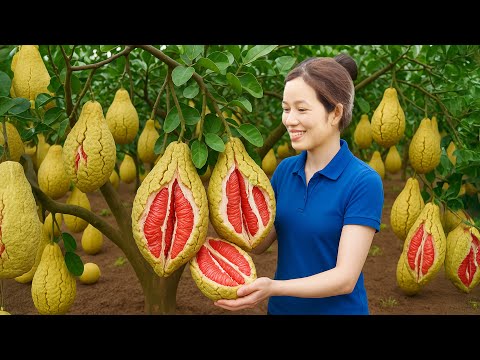 Harvesting Giant Ky Da Pomelos for Market Sale | Extracting Natural Shampoo Oil from Pomelo Peels