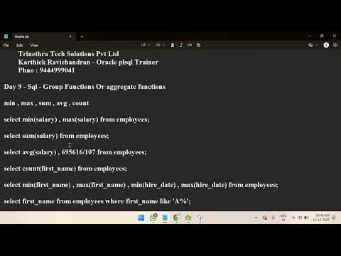#oracle #sql #tamil Day 9 - Group Functions