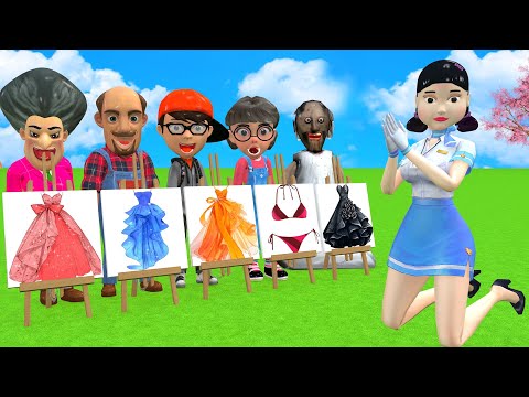 Scary Teacher 3D vs Squid Game Choose Beautiful or Ugly Princess Dress For Girl Doll 5 Challenger