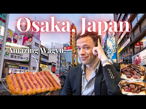 Eating in Osaka, Japan. EPIC Food Crawl! AMAZING Wagyu Gyukatsu and Soba