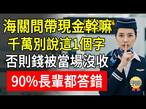海關問帶現金幹嘛？千萬別說這1個字！否則錢被當場沒收，90%長輩容易答錯！#過海關攻略 #帶現金出國 #海關申報 #洗錢風險 #出國探親 #旅遊攻略 #詠晴 #睿智同行 #海關小黑屋