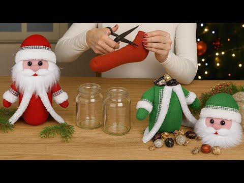 💥Bu Noel Baba Cam Kavanozdan Yapıldı/😍Noel Baba Şekerlik Yapımı