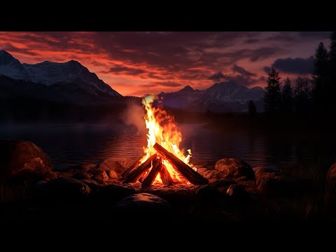 Lakeside Evening 🔥 Warm Firelight & Nature Sounds for Calm