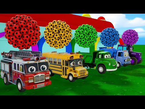 Finger Family Song - An unusual slide and colorful soccer balls and toy cars - Nursery Rhymes