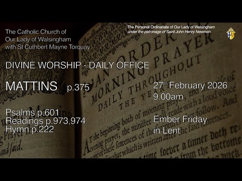 Morning Prayer (Mattins) from OLW Torquay  Ember Friday in Lent