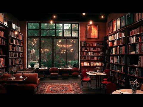 Cozy Library Cafe Ambience with Smooth Instrumental Jazz for Relaxing and Studying