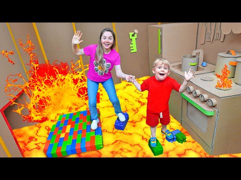 Oliver and Mom - Giant Cardboard Maze Challenge
