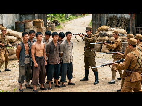 Japanese troops shoot innocent laborers,unaware a hidden master among them who instantly kills them.
