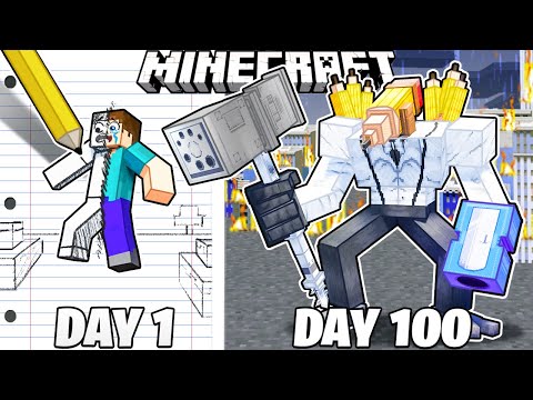 I Survived 100 Days as a PENCILMAN in Minecraft!