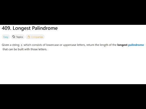 Longest Palindrome | @faang-academy