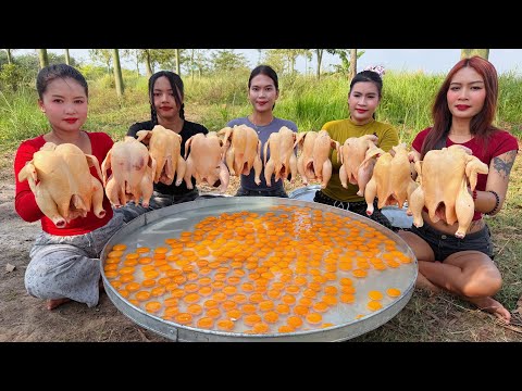 Amazing cooking boiled egg and stir fried chicken recipe