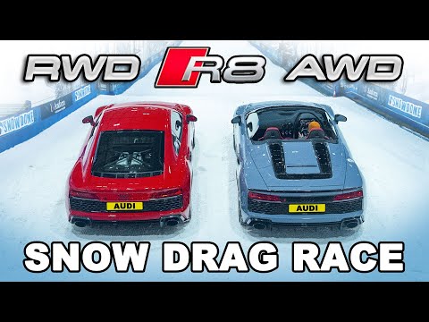 Audi R8 AWD v RWD: Winter Tyre DRAG RACE