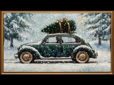 2h Christmas Painting TV Background | Gold Framed TV Art 4K | Vintage Oil Painting | Winter Ambience