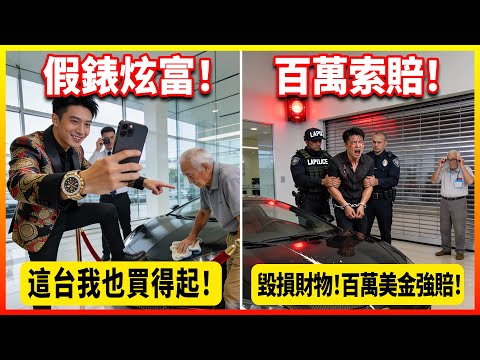 戴假錶炫富闖入美國超跑展廳，踩壞碳纖維引擎蓋被索賠一百萬美金！｜情感故事｜家庭故事｜有聲小說